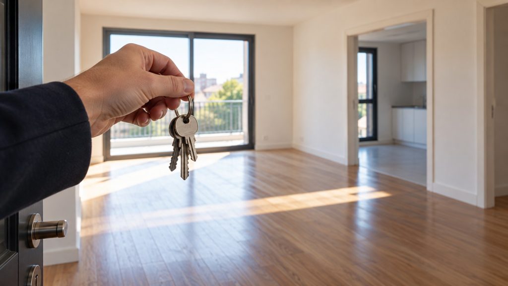 Llaves en la entrada de una vivienda vacía